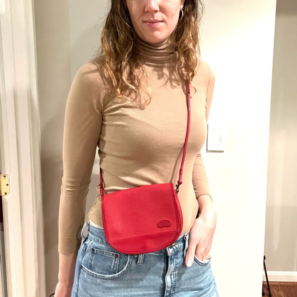 Vintage red leather crossbody purse 90s
